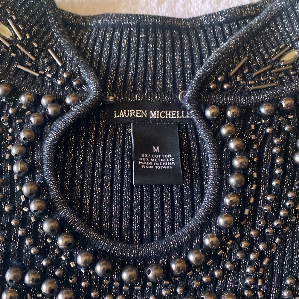 Lauren Michelle Medium Long Sleeve Metallic Beaded - Picture 4 of 7